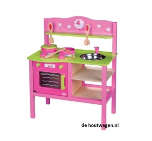 houten keukentje roze lelin toys